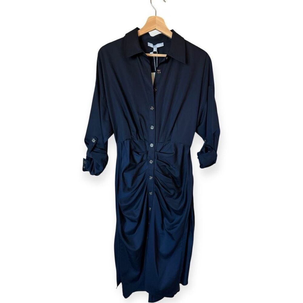 Antonio Melani Navy Blue Roxanne Pleated Tie Dress
